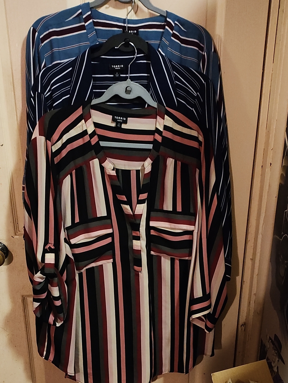 TORRID Harper 3/4 Sleeve striped blouses.   set of 3